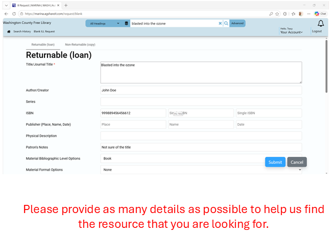 SHAREit blank form fields screen capture