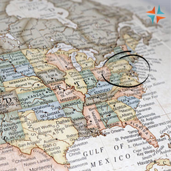 Map of United States with Maryland circled and WCFL logo in corner